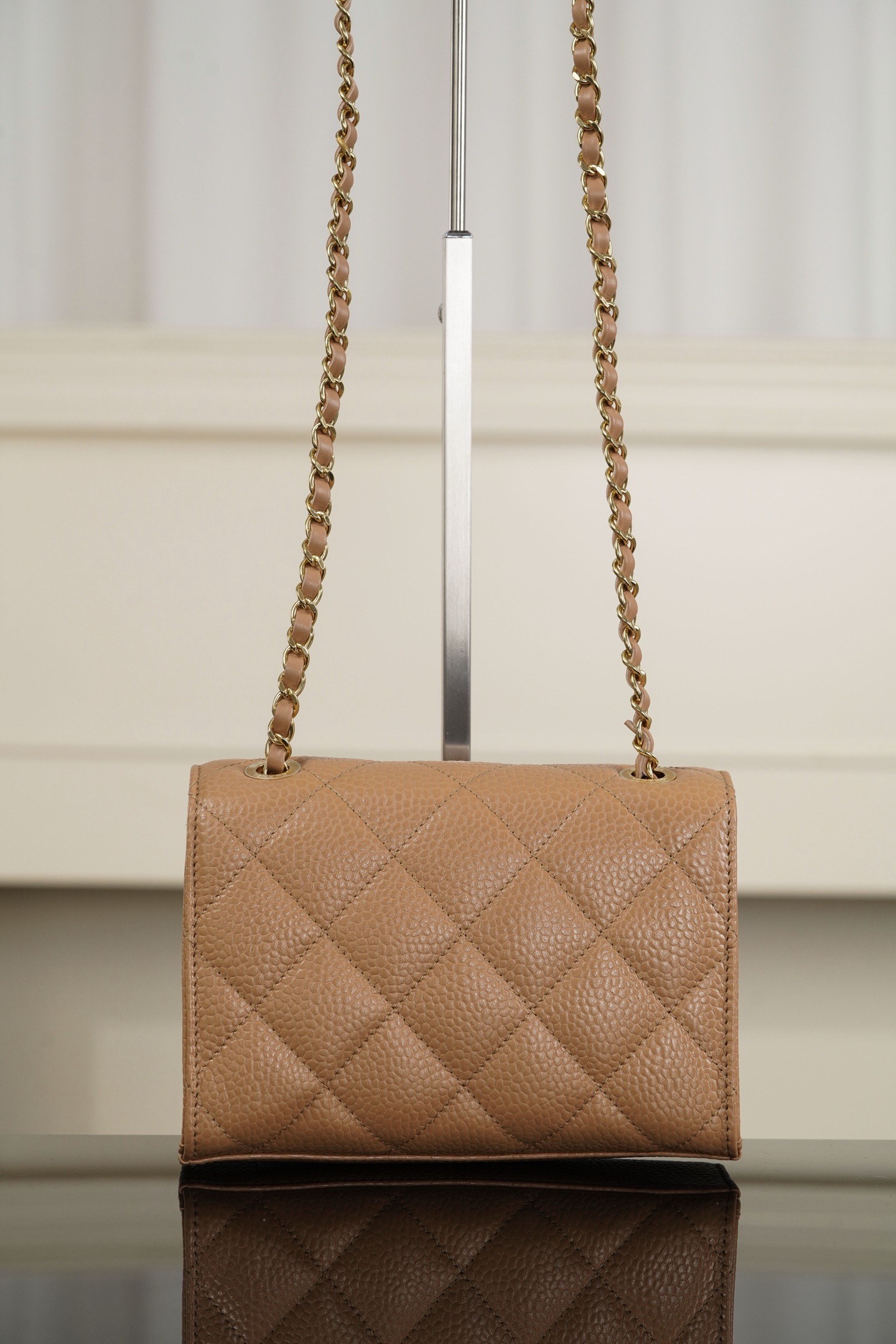 Chanel 26C mini CF brown caviar leather crossbody bag