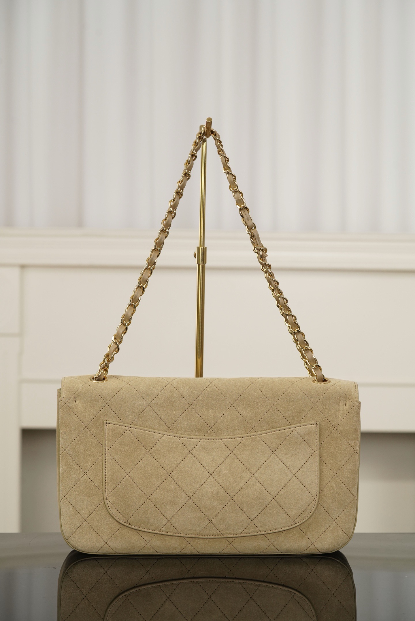 Chanel 26S CF flap bag apricot suede crossbody bag