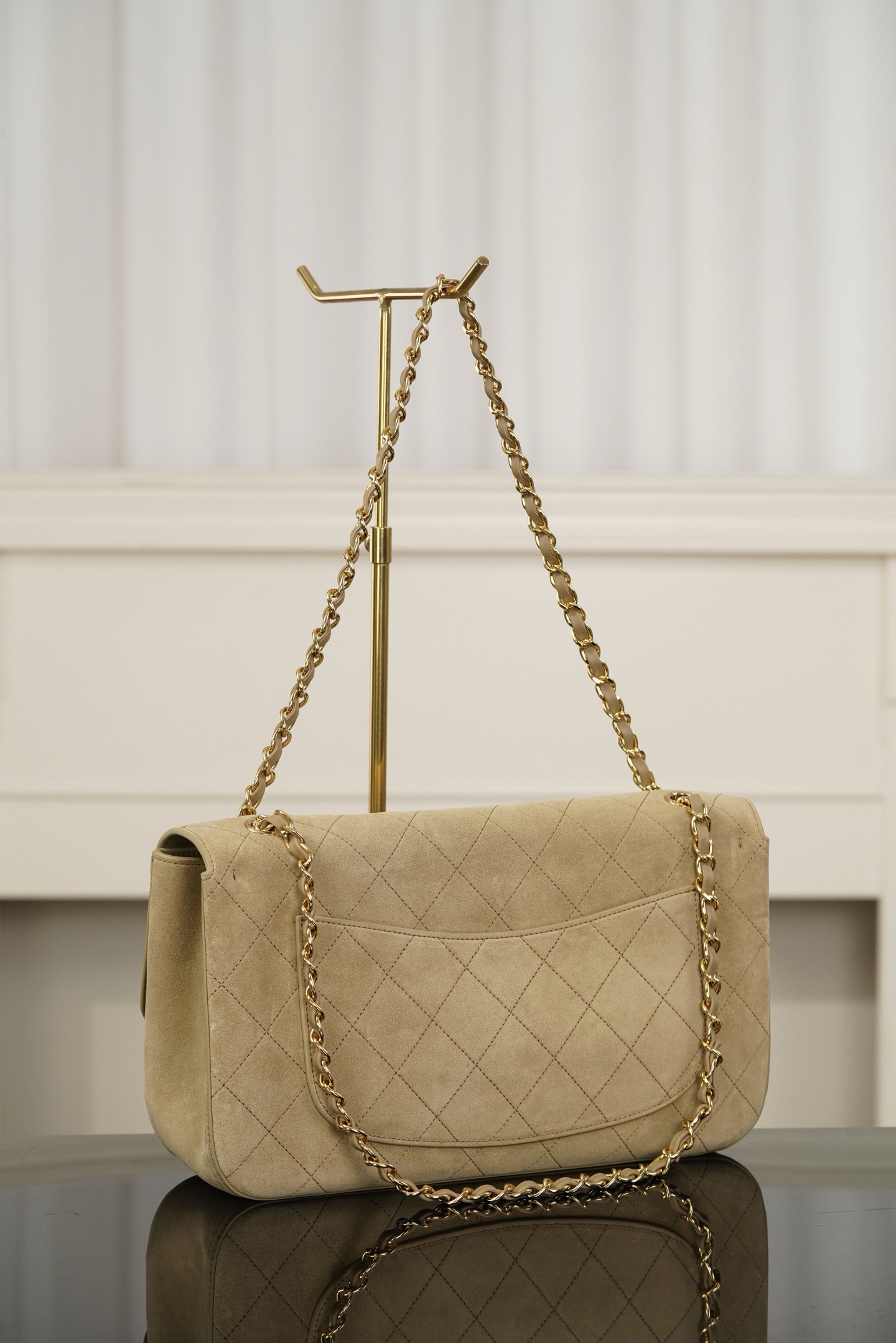Chanel 26S CF flap bag apricot suede crossbody bag