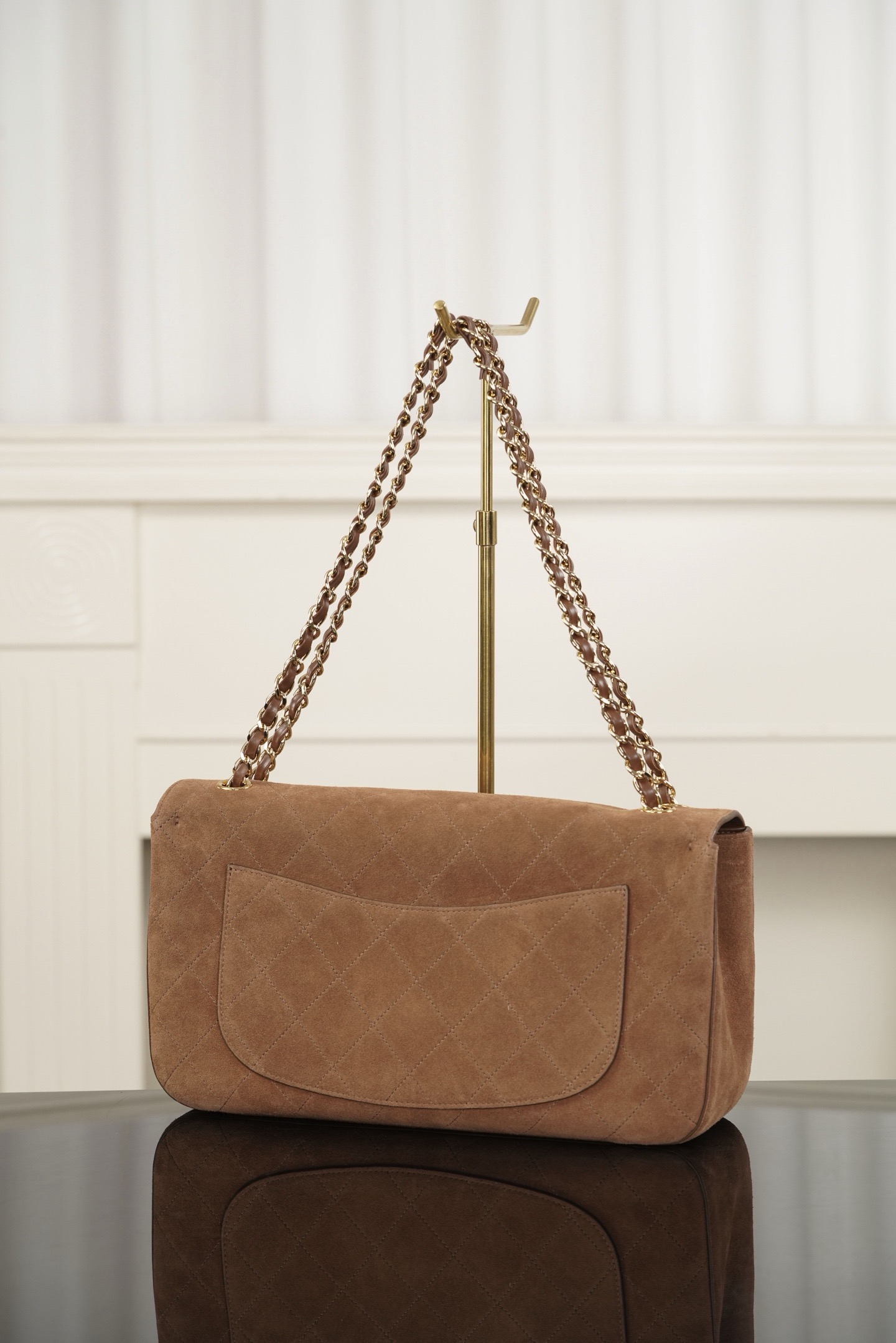 Chanel 26S CF caramel suede crossbody bag