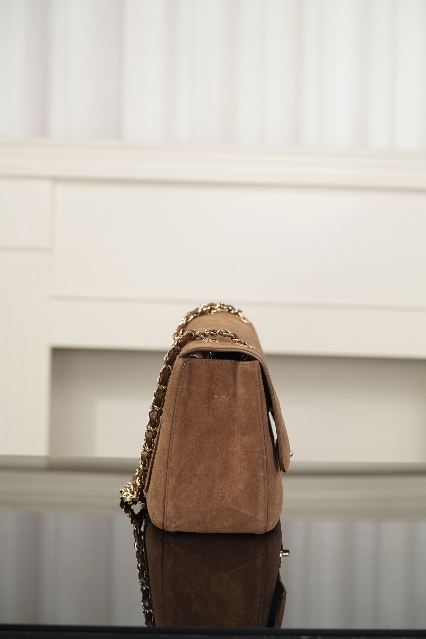 Chanel 26S CF caramel suede crossbody bag