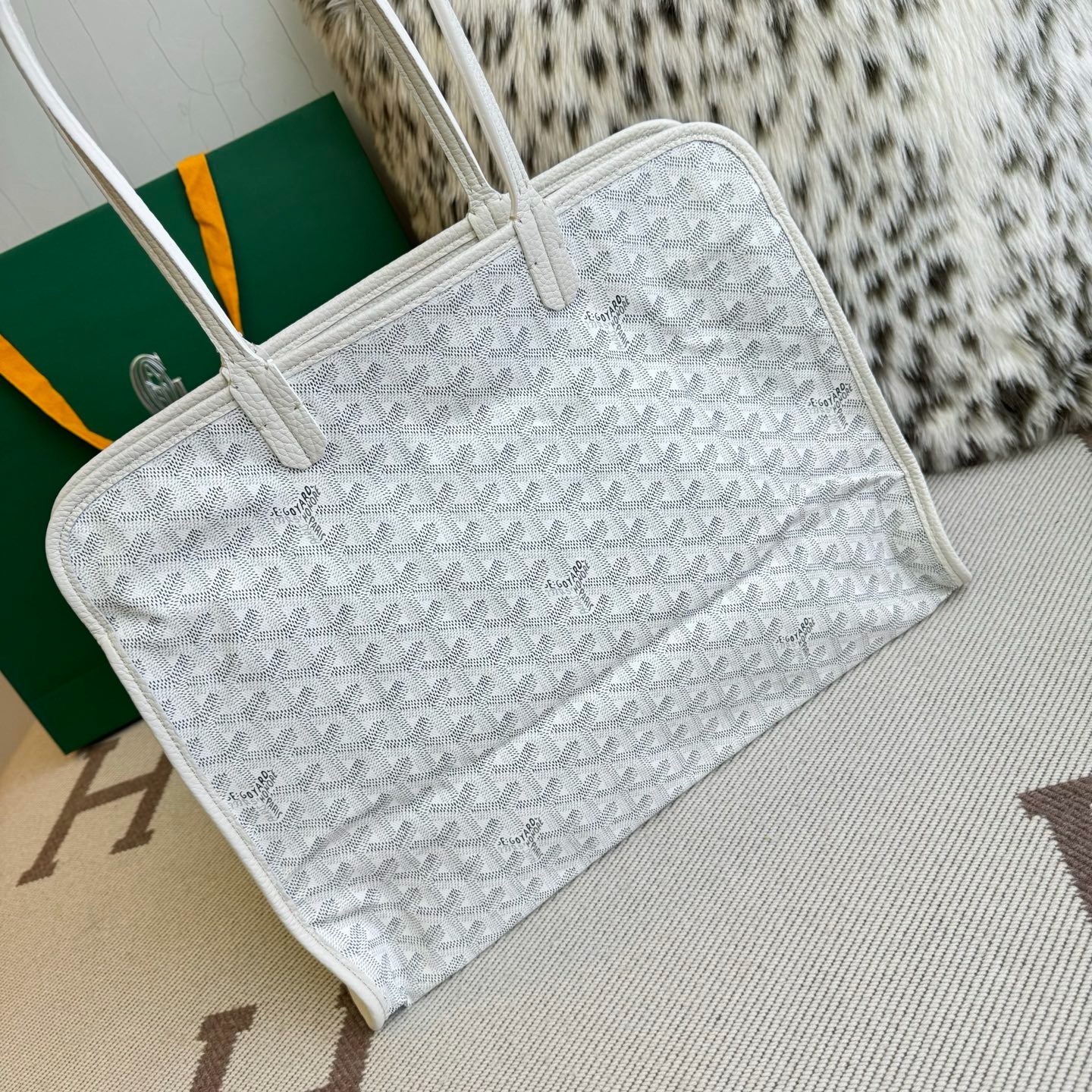 Goyard Hardy white monogram canvas calfskin tote bag