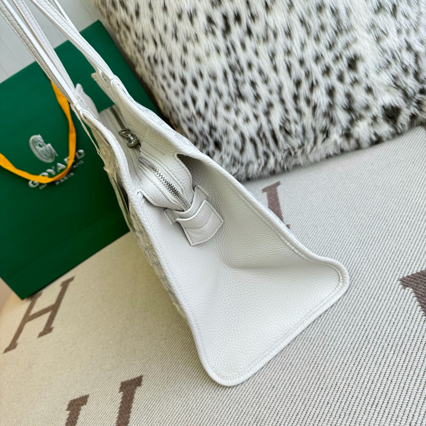 Goyard Hardy white monogram canvas calfskin tote bag