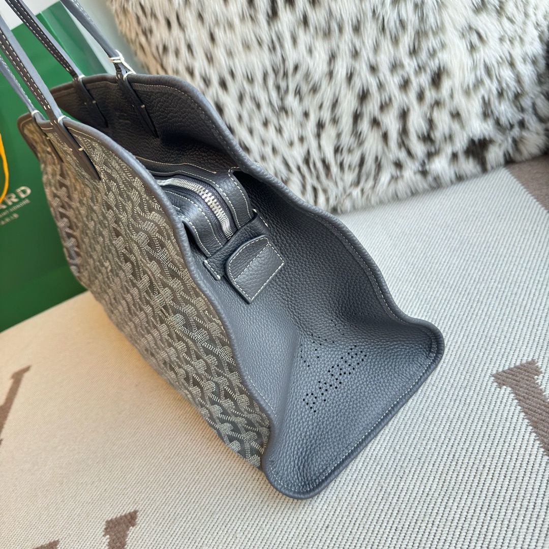 Goyard Hardy grey full monogram canvas calfskin hand tote bag