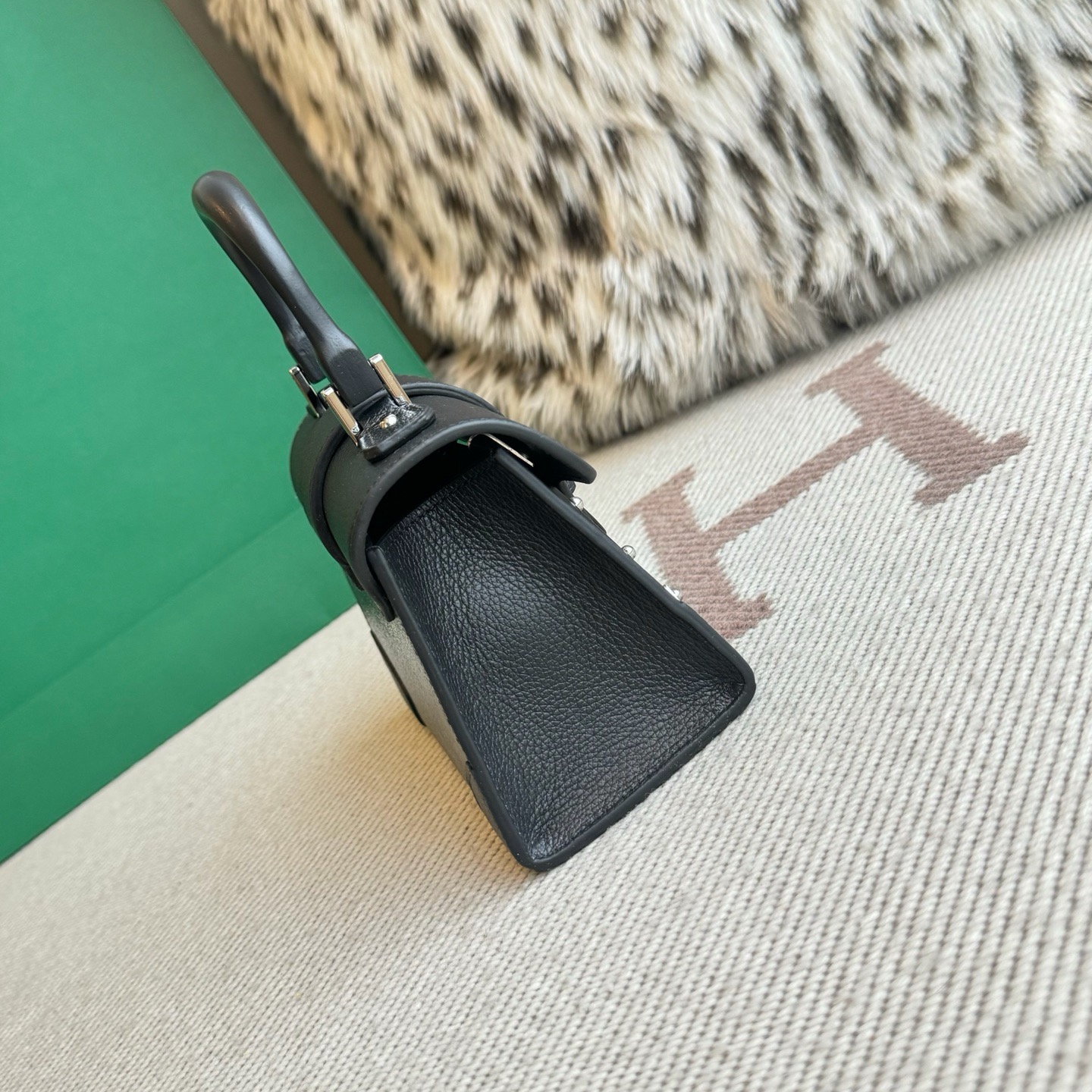Goyard Saigon Nano black hard saigon bag wooden handle handbag