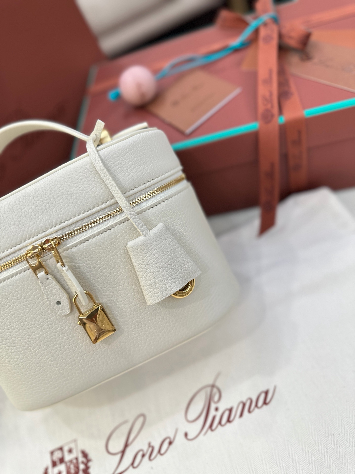 Loro Piana L21 cream white sheepskin leather handbag